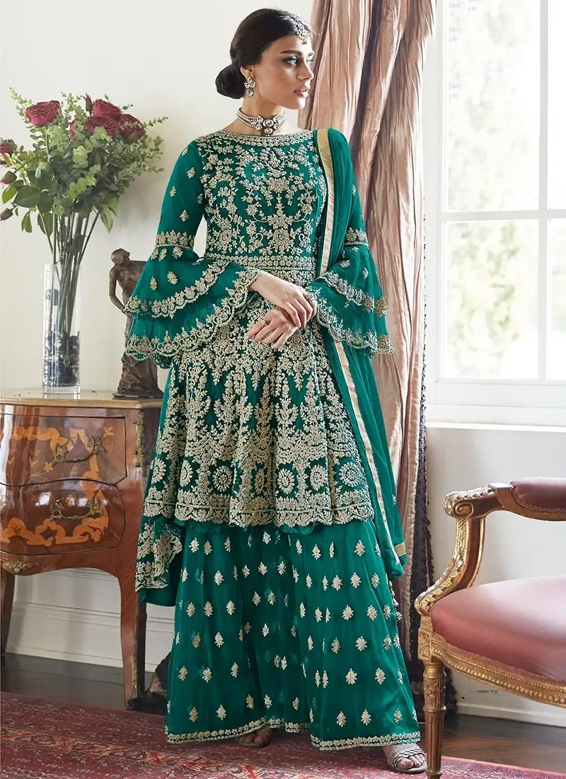 রেডিমেড জর্জেট এমব্রয়ডারি পার্টি ড্রেস