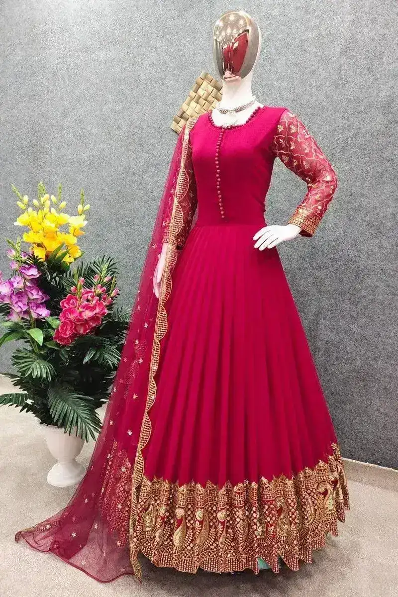 রেডিমেড জর্জেট এমব্রয়ডারি পার্টি ড্রেস