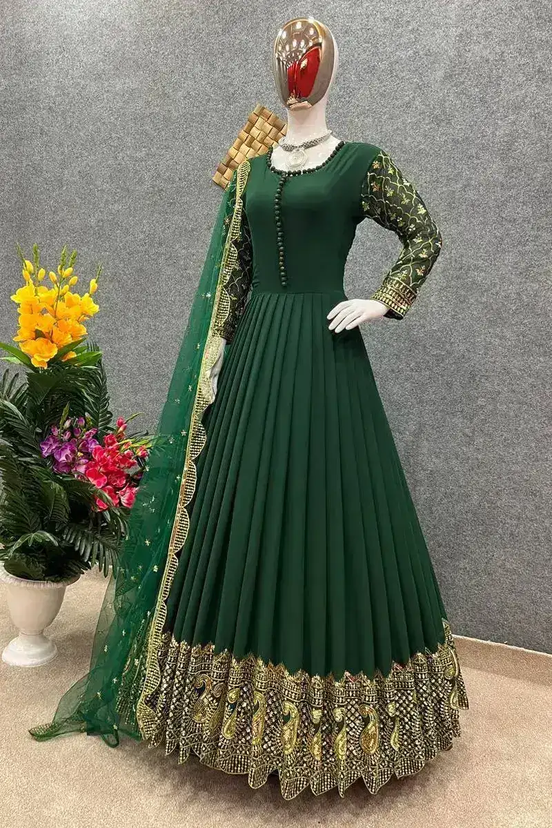 রেডিমেড জর্জেট এমব্রয়ডারি পার্টি ড্রেস