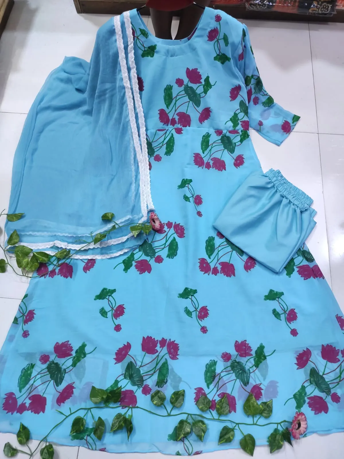 Elegant Readymade Gown Three Piece at Nazmas - Affordable Prices