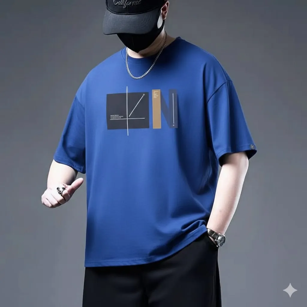 Refined Premium Drop Shoulder High-Density Exquisite Print T-Shirt