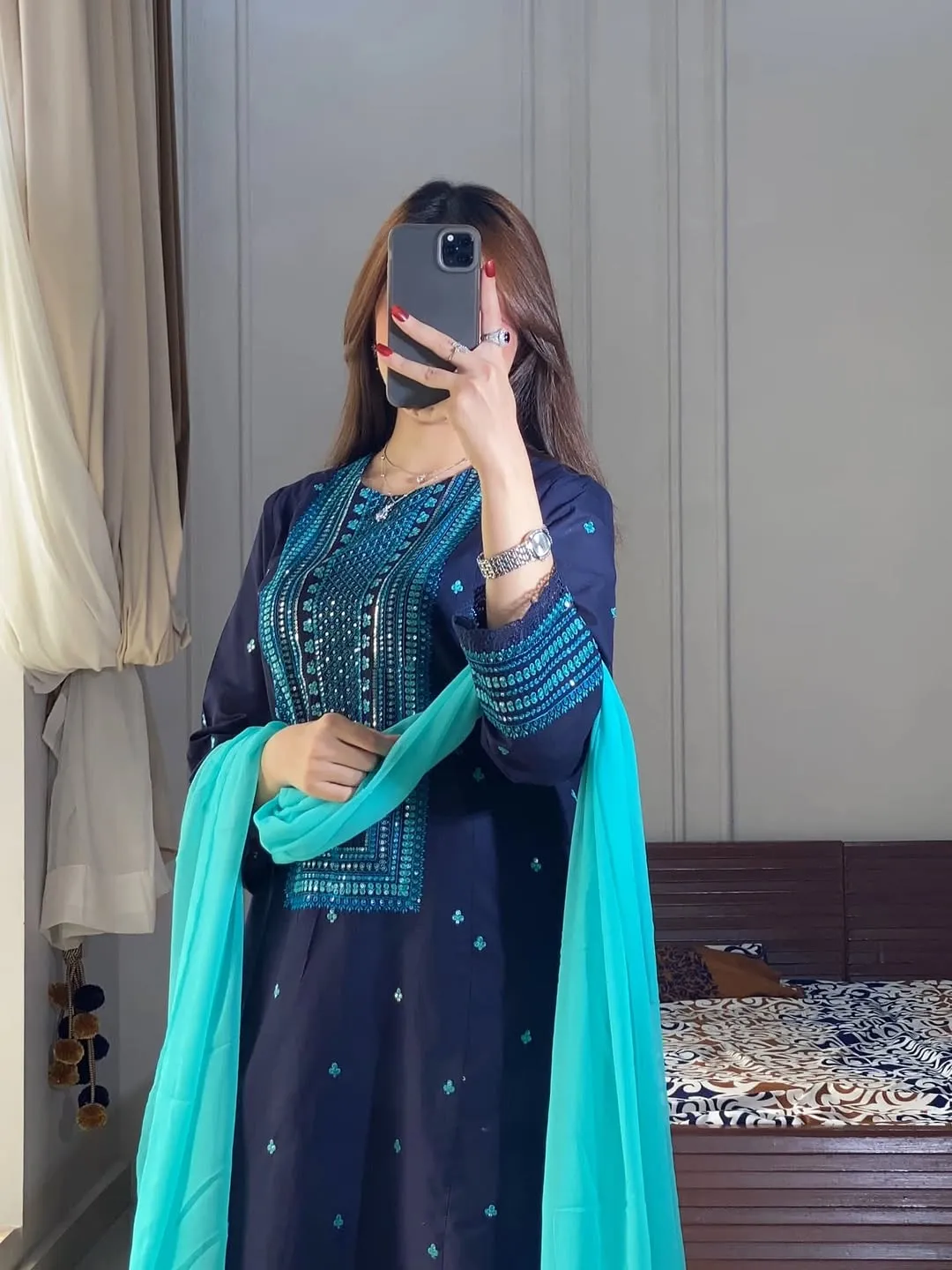 Sequence Embroidery Three Piece Set