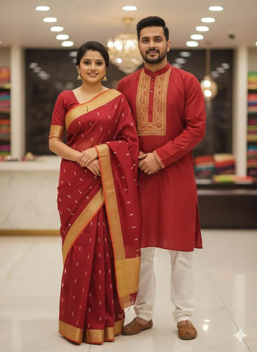 Sharee Panjabi Couple with Blouse Piece