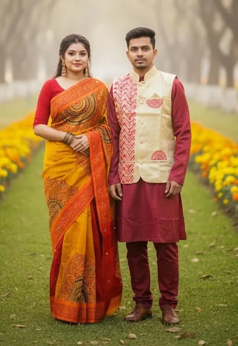 Sharee Panjabi Couple with Koti