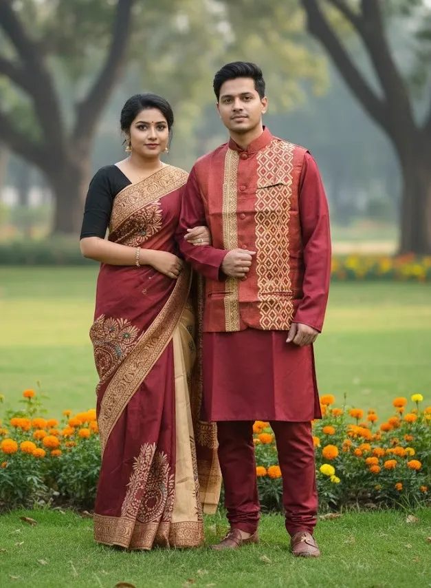 Sharee Panjabi Couple with Koti