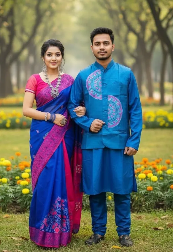 Sharee Panjabi Couple with Koti