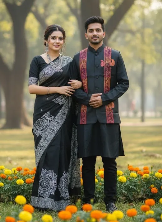 Sharee Panjabi Couple with Koti