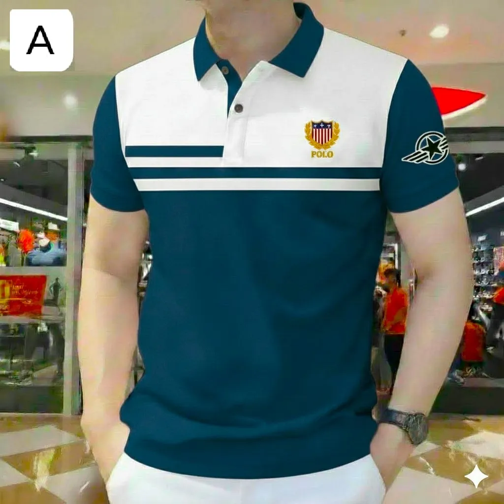 Smart Old Man Style Buttonless Polo Shirt Casual Everyday Wear