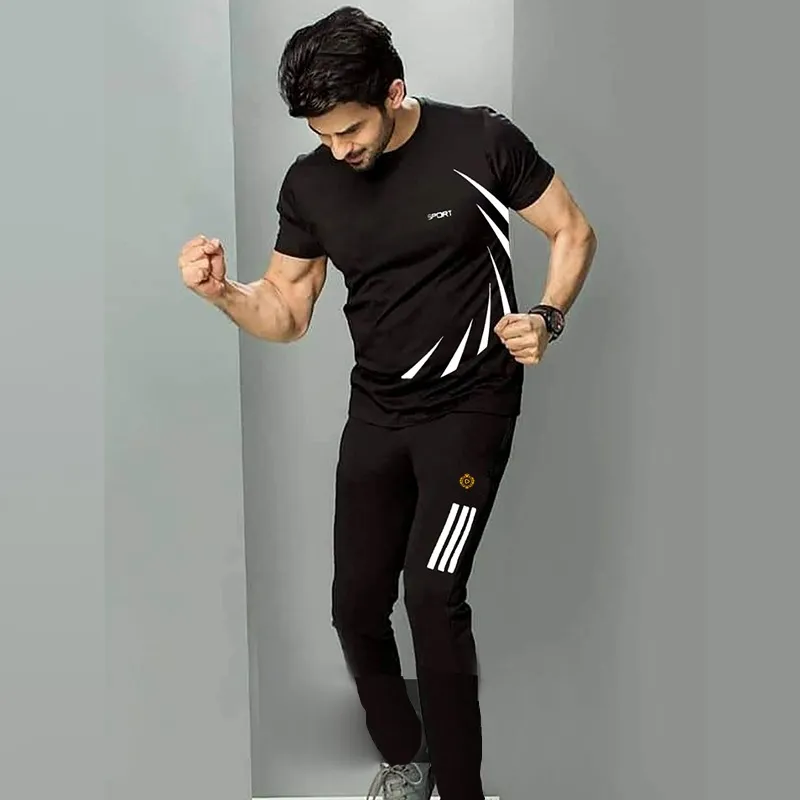 Sportswear Casual O-neck T-shirts + Pants Tracksuit Set | Nazmas Online BD
