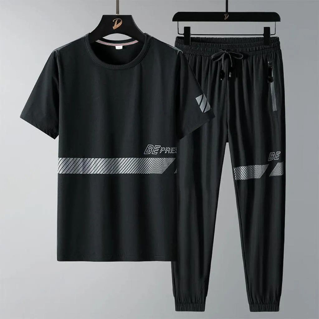 Sportswear Casual O-neck T-shirts + Pants Tracksuit Set - Shop Online Nazmas BD Best Price