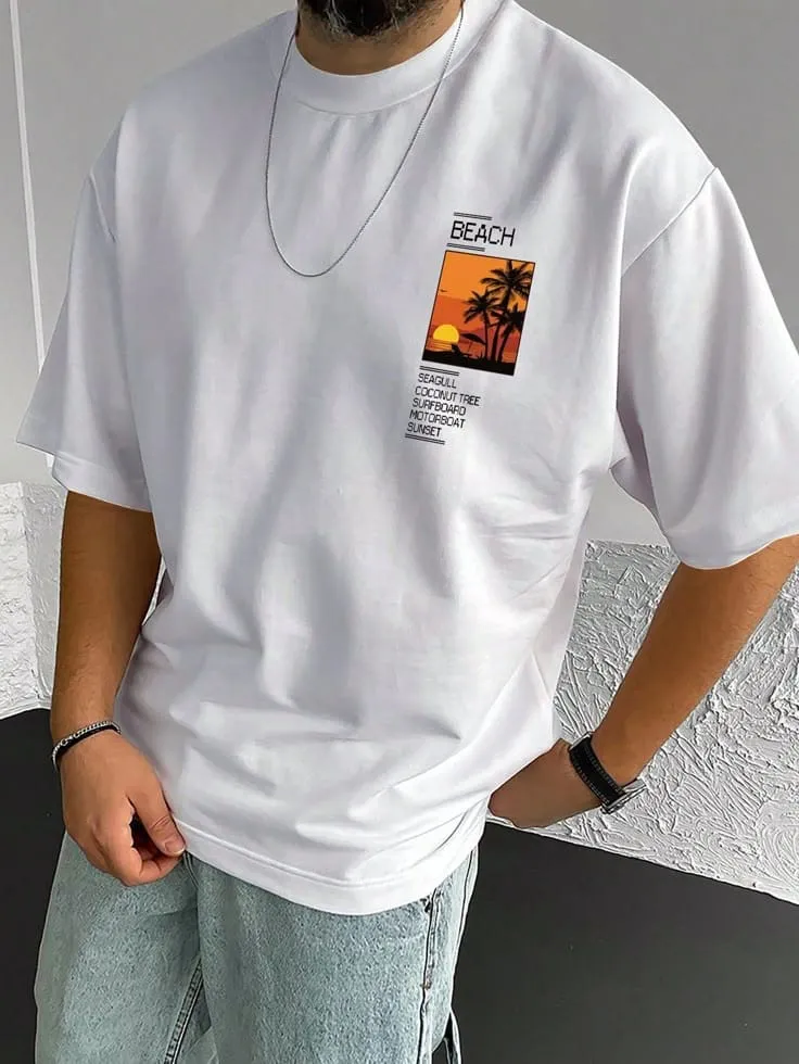 Stylish Drop Shoulder Combed V-Neck Vogue T-Shirt