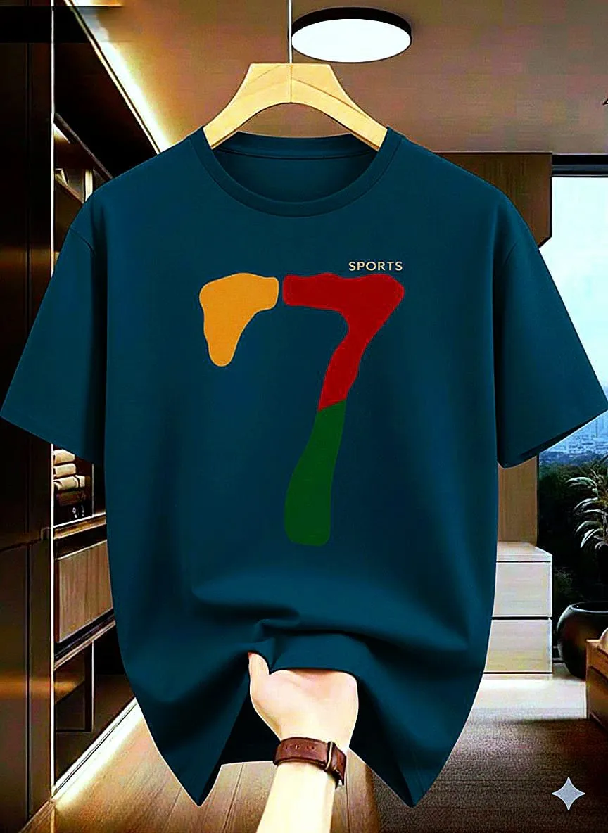 Stylish Slim-Fit Drop Shoulder  with DTF Print Minimalist Look T-Shirt