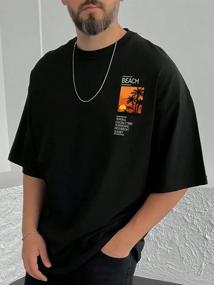 Stylish Stylish Drop Shoulder Organic Solid Pattern T-Shirt