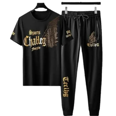 Stylist Printed Half Sleeve T-Shirt & Full pant Set for Men - Nazmas Best Price BD