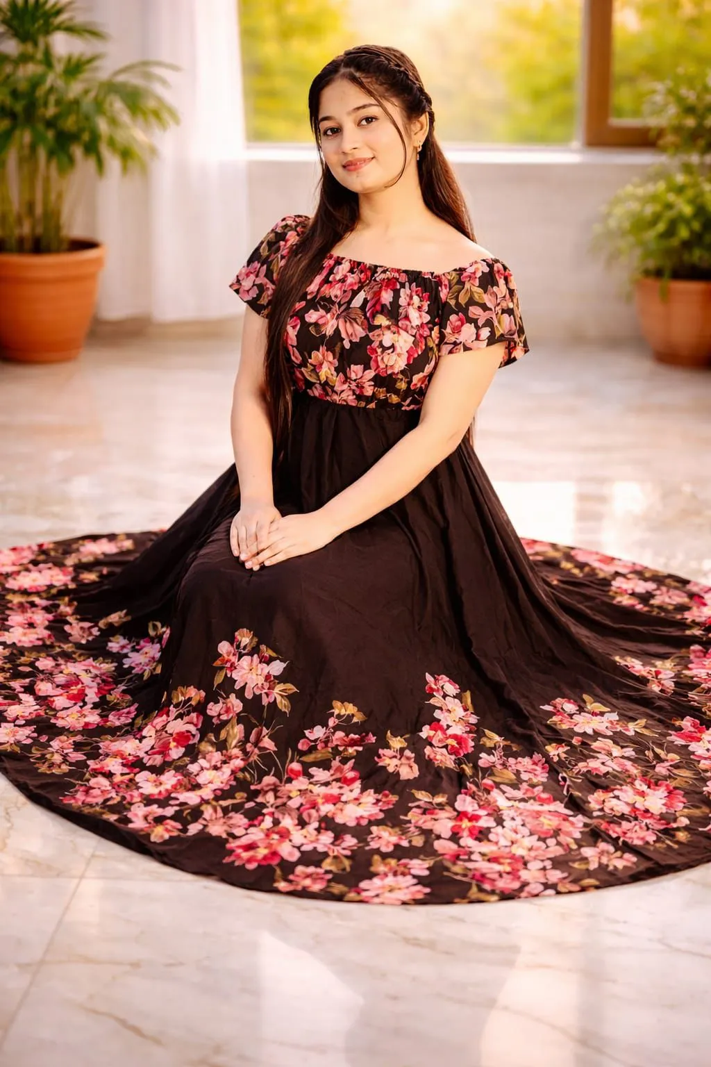 Traditional Marmaid Pure Cotton Three-Quarter Sleeve Kurti