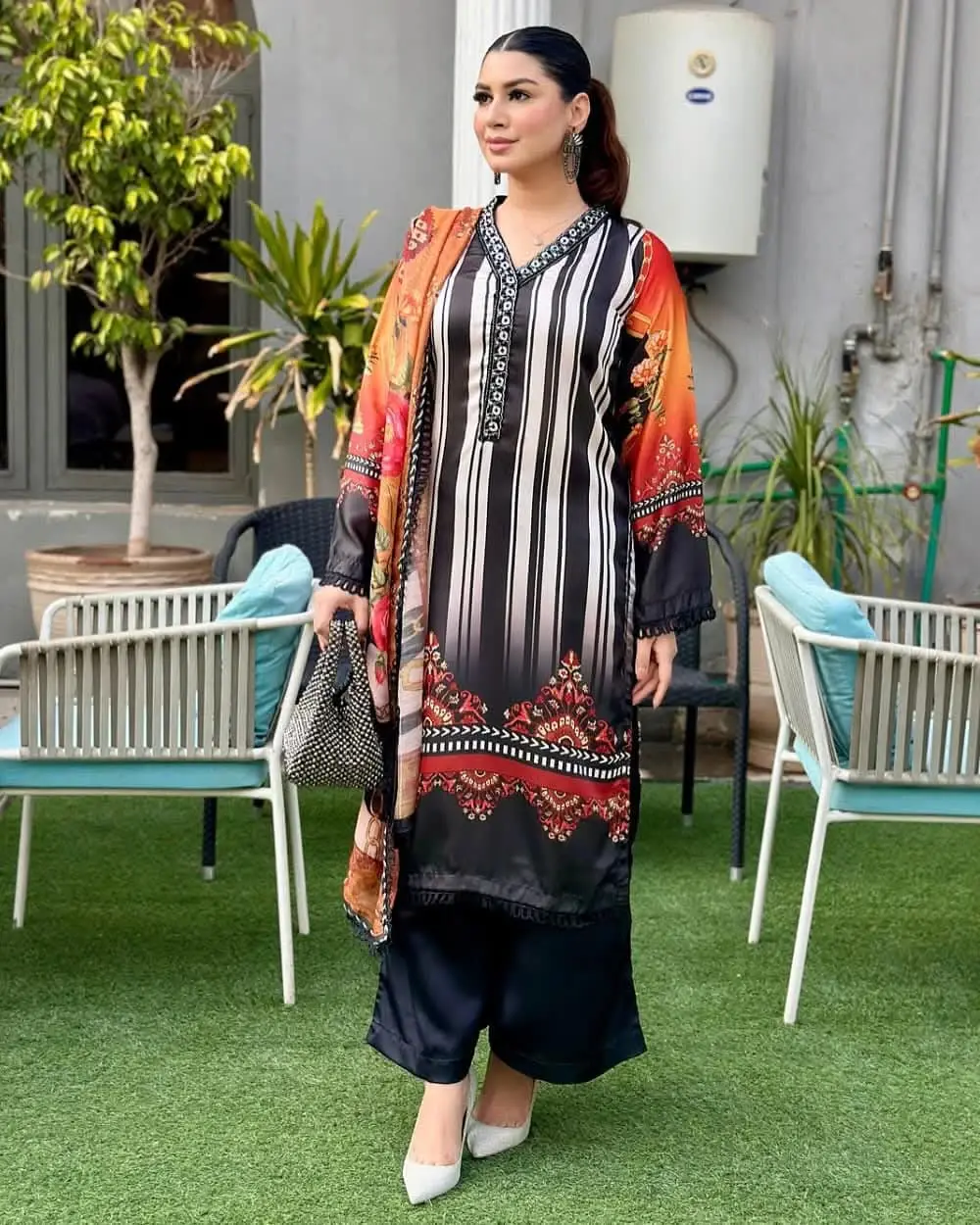 Trendy Digital Print Three Piece Set Style