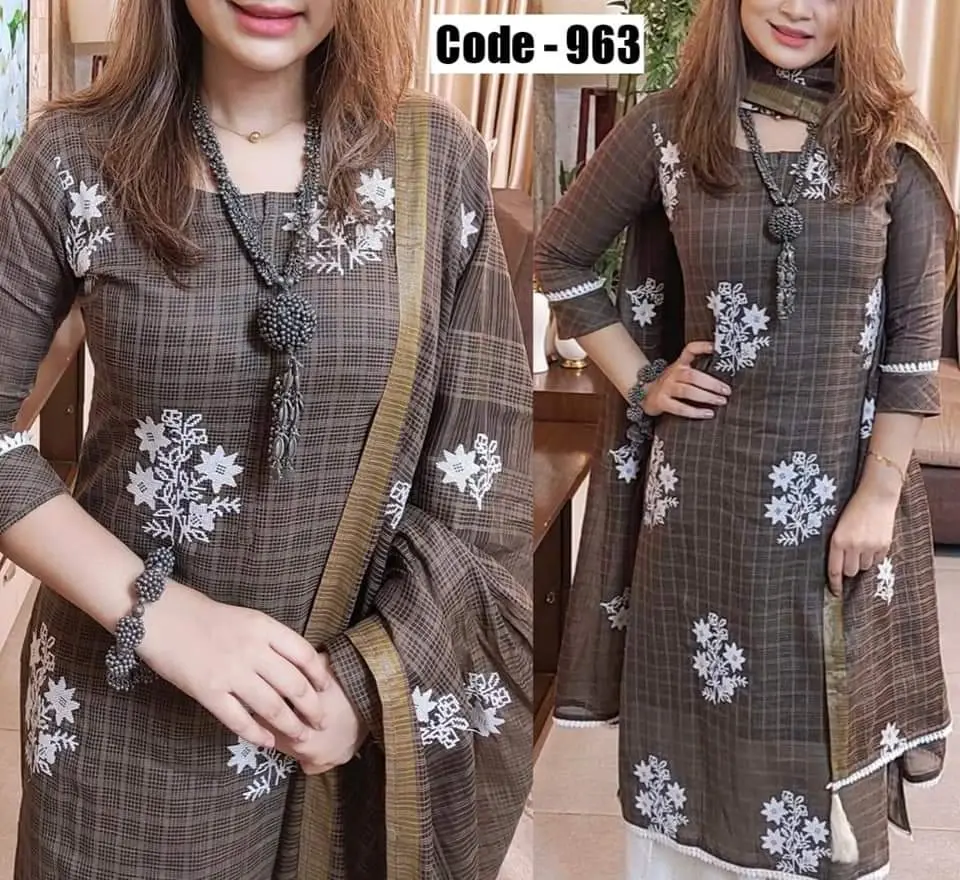 আনস্টিজ আফসান স্ক্রিন প্রিন্ট থ্রি-পিস - Creative Design