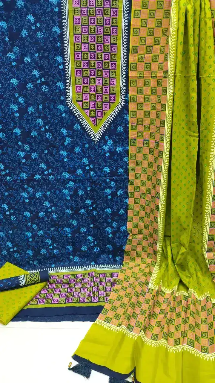 VIP Block Print Three-Piece Set - বিশেষ উপলক্ষে উপযুক্ত