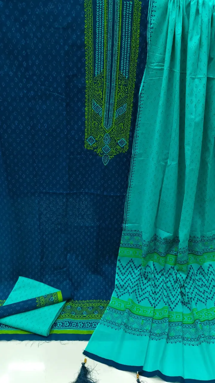 VIP Block Print Three-Piece Set - আধুনিক ফ্যাশনের সংমিশ্রণ