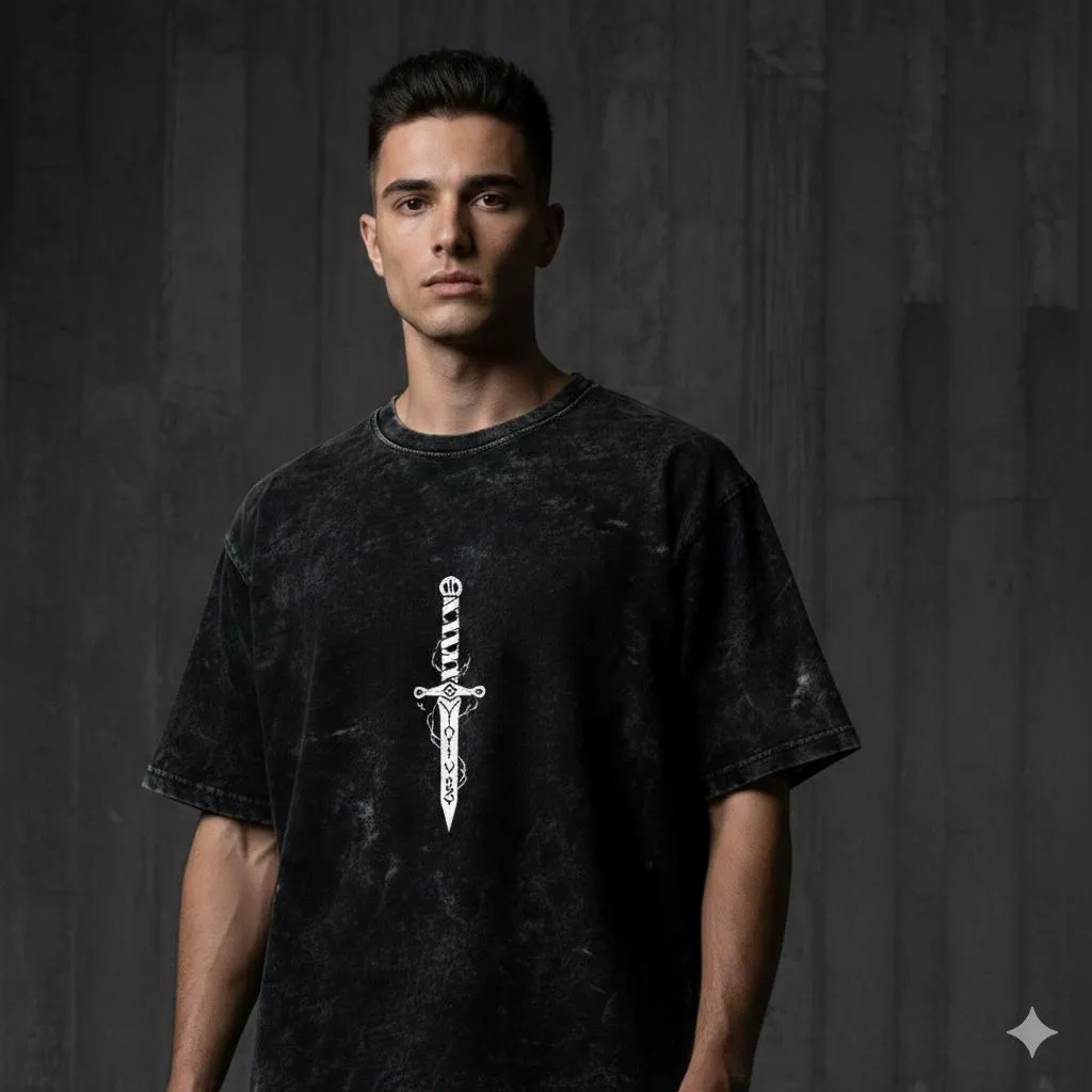 Vogue Relaxed-Fit Premium Acid Wash Drop Shoulder Unique Texture T-Shirt