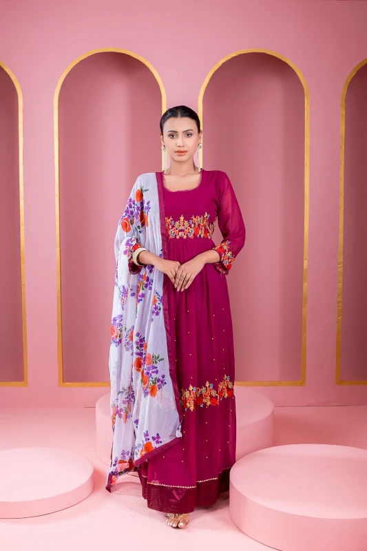 Readymade Georgette Embroidery Party Dress | nazmas Affordable