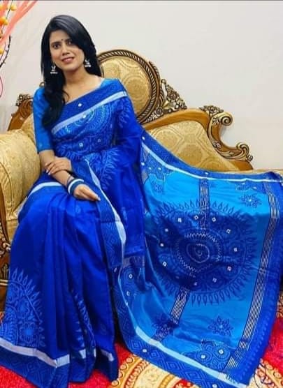 Dhupiyan Silk Saree Blue