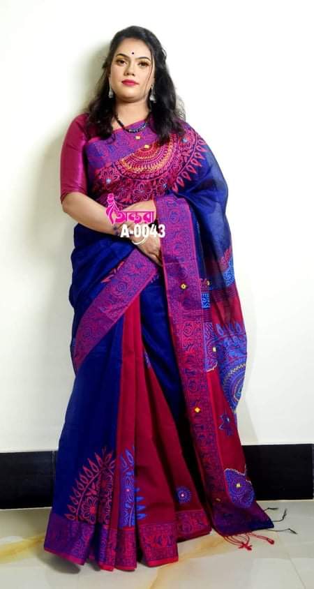 Dhupiyan Silk Saree Rose-Navy
