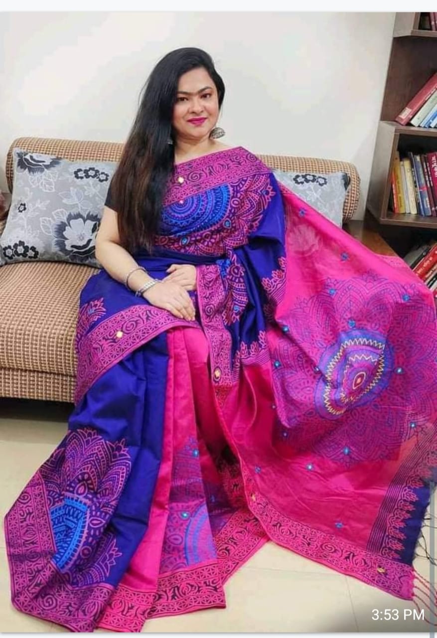 Dhupiyan Silk Saree Misty-Navy