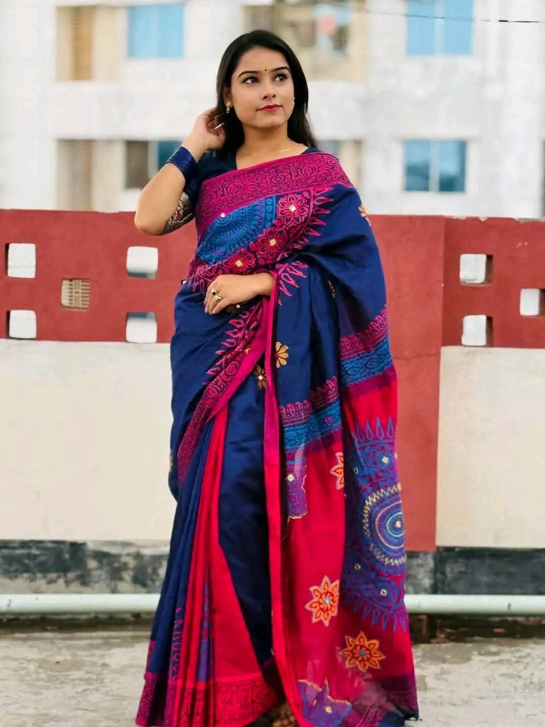 Dhupiyan Silk Saree Deep-Navy