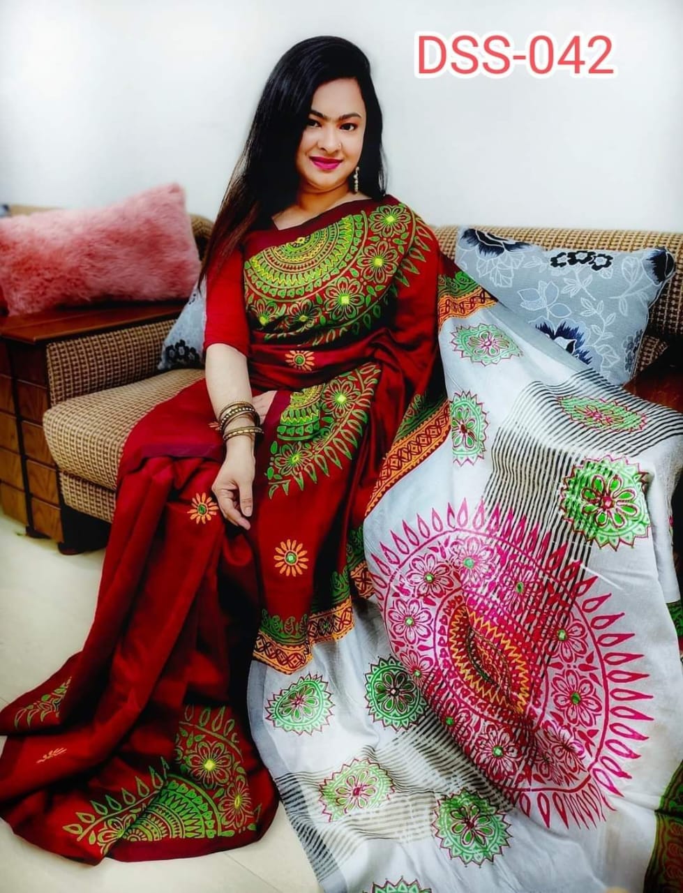 Dhupiyan Silk Saree Maroon-Olive