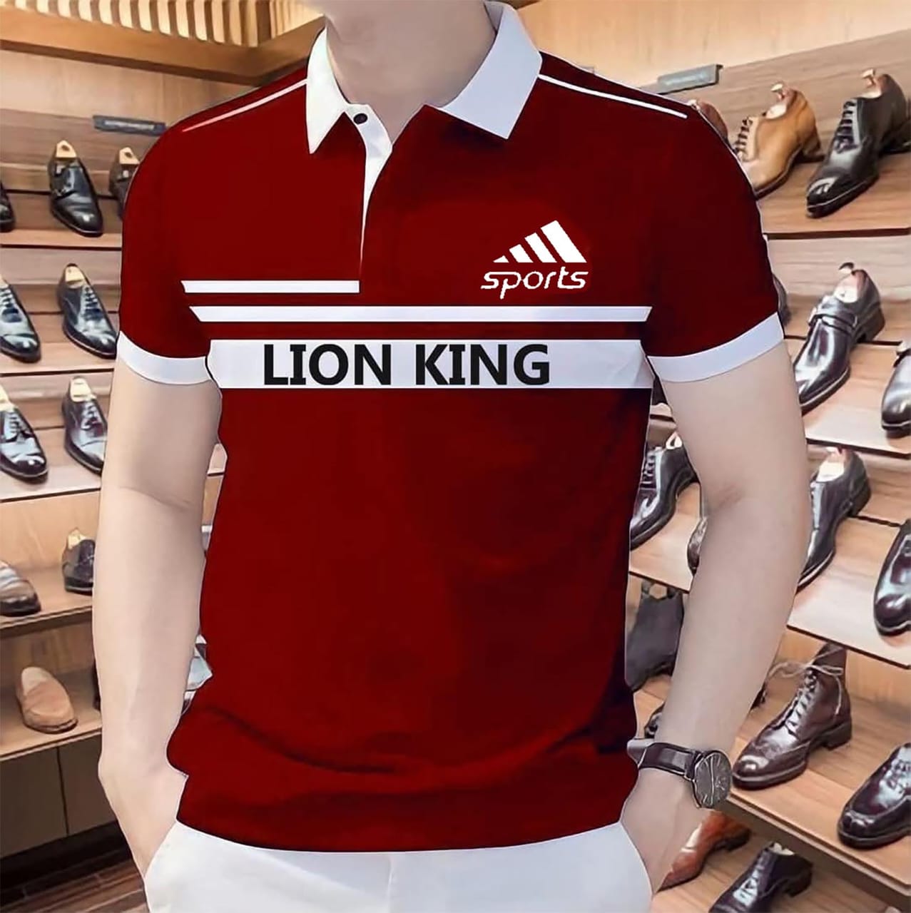 Buy Cotton Polo Shirt For Men's Maroon Lion King at Best Price in Bangladesh