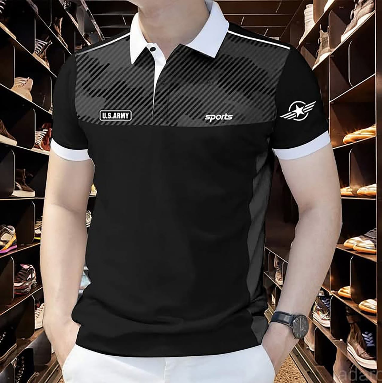 Buy Cotton Polo Shirt For Men's Black-Ash at Best Price in Bangladesh