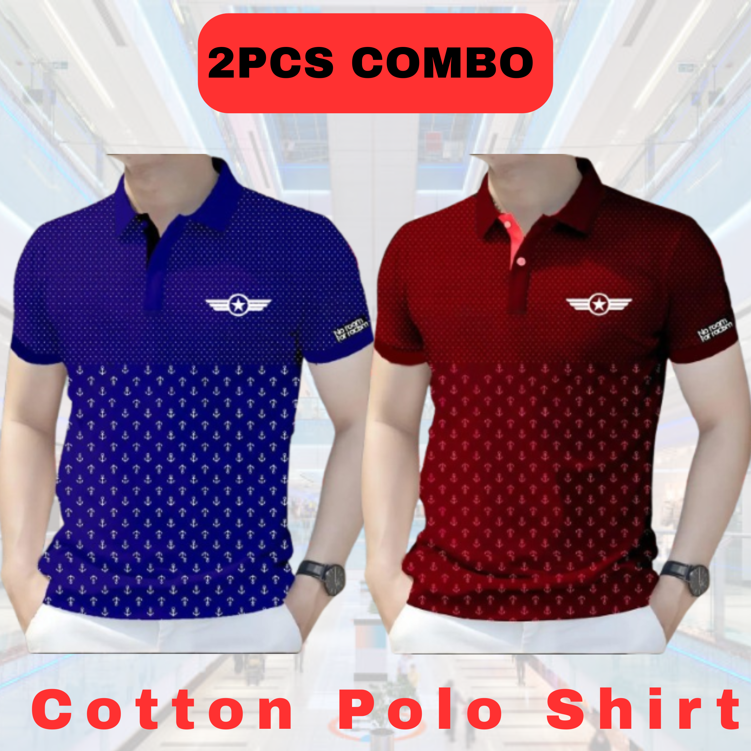 Buy Combo Cotton Polo Shirt For Men's Blue Maroon at Best Price in Bangladesh