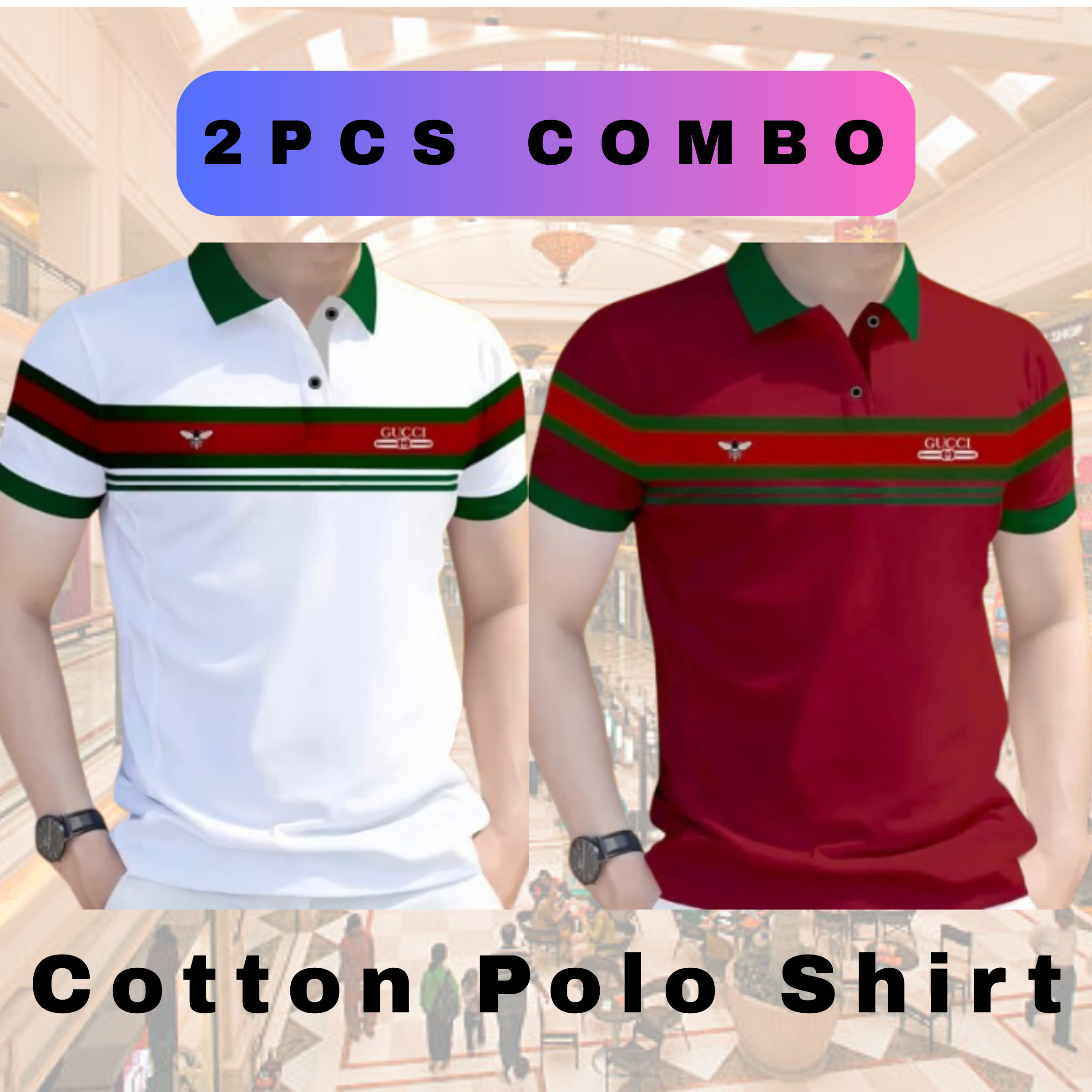 Buy Combo Cotton Polo Shirt For Men's White-Red at Best Price in Bangladesh