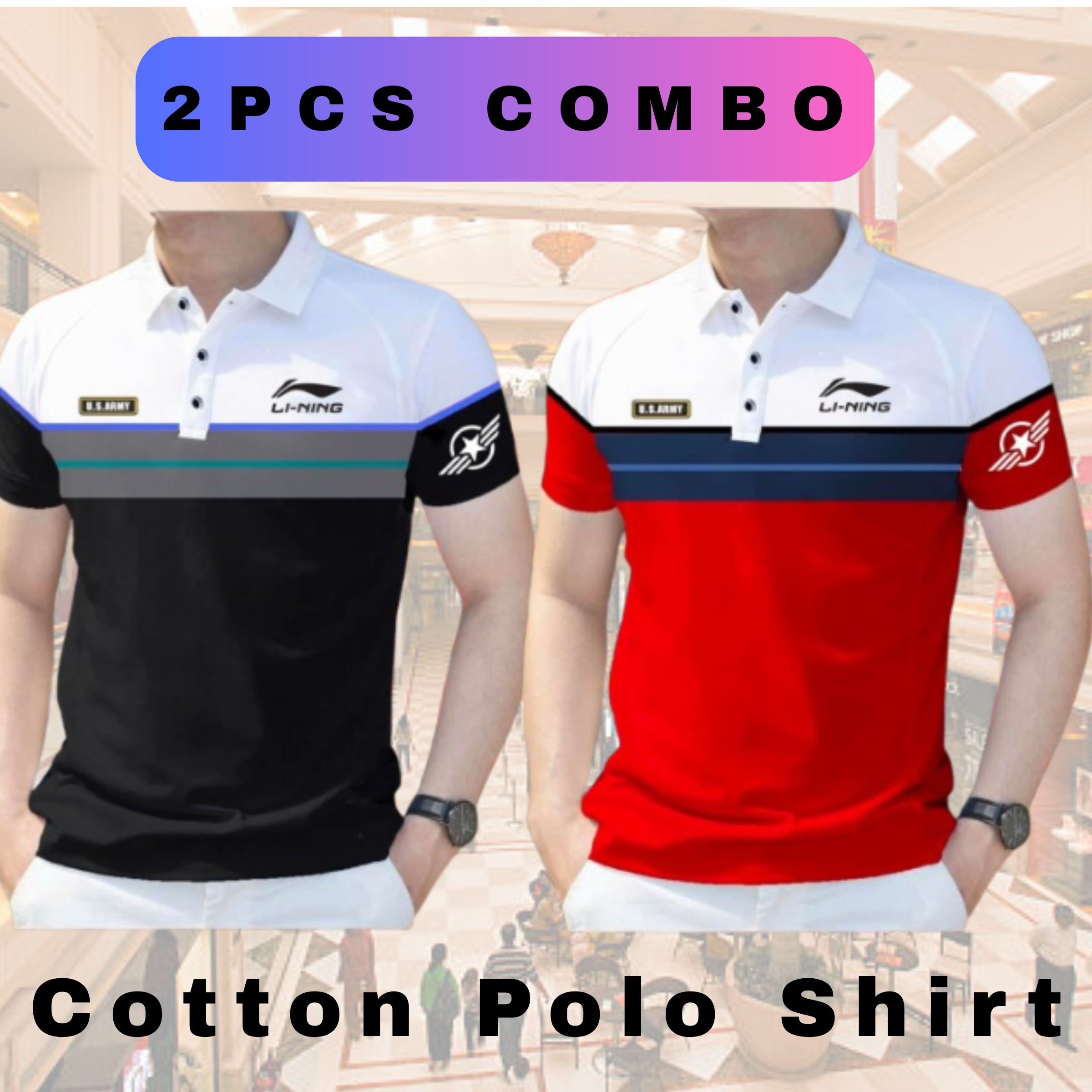 Buy Combo Cotton Polo Shirt For Men's Black-Red at Best Price in Bangladesh