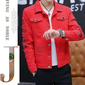 Stylish Denim Jacket for Winter Deep Orange
